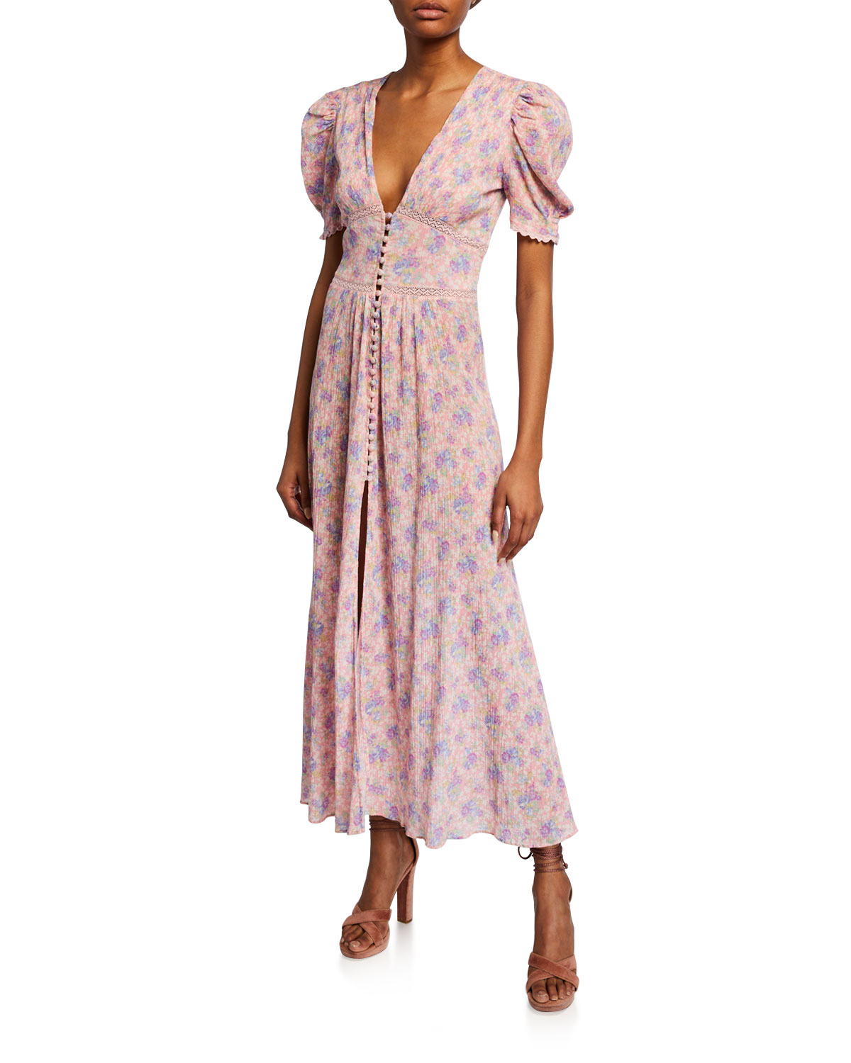 Loveshackfancy Stacy Floral ShortSleeve Duster Dress In Pink Pattern