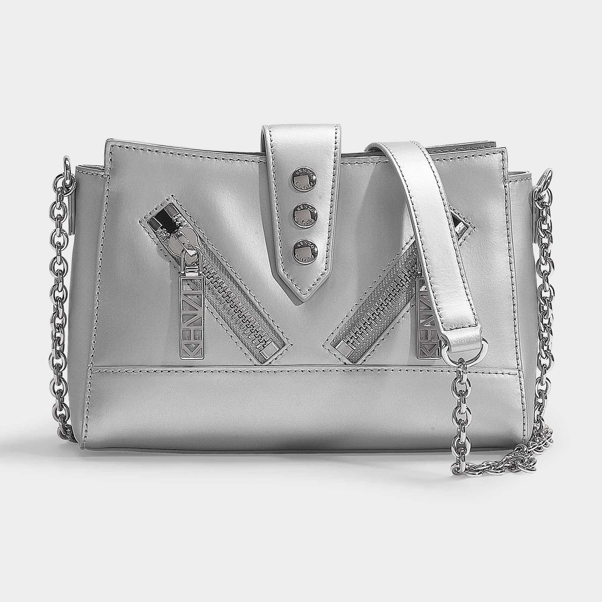 Kenzo Kalifornia Mini Shoulder Bag In Silver Split Leather ModeSens