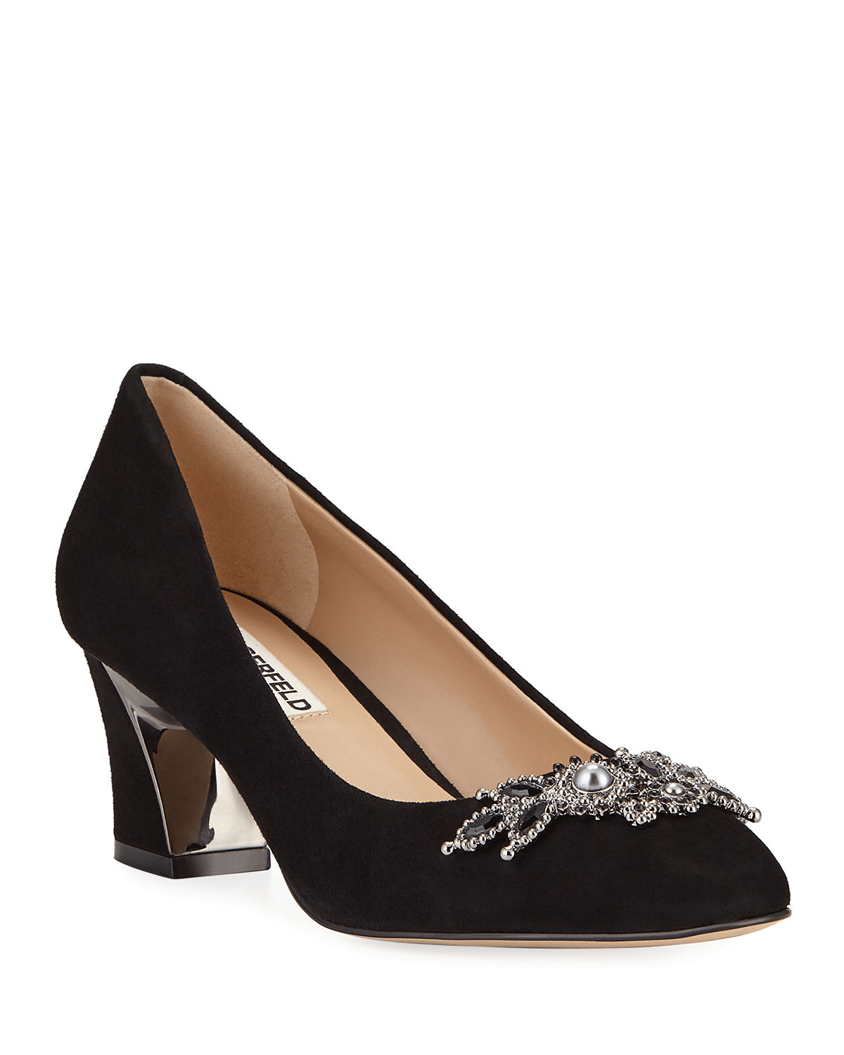 Karl Lagerfeld Akin Ornamented Suede Pumps In Black ModeSens