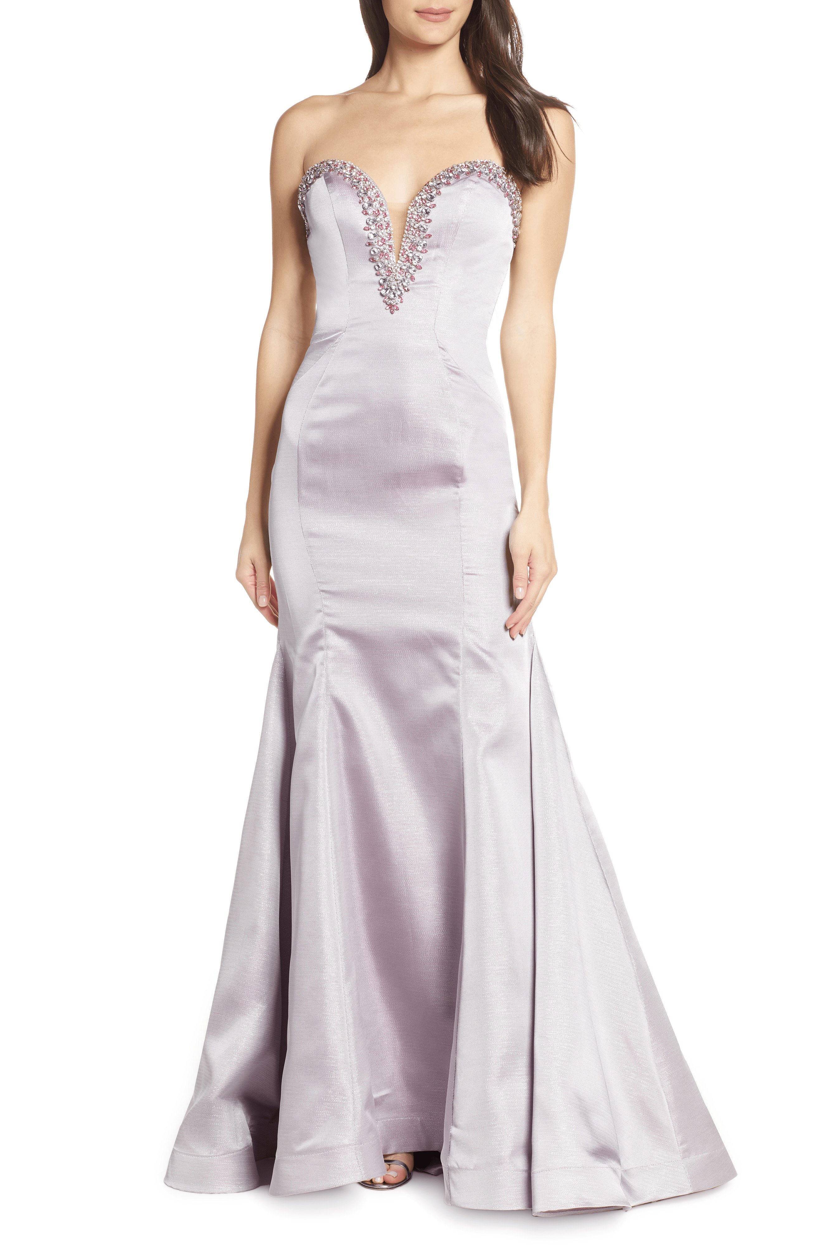 Mac Duggal Beaded Bustier Bodice Evening Dress In Lilac ModeSens