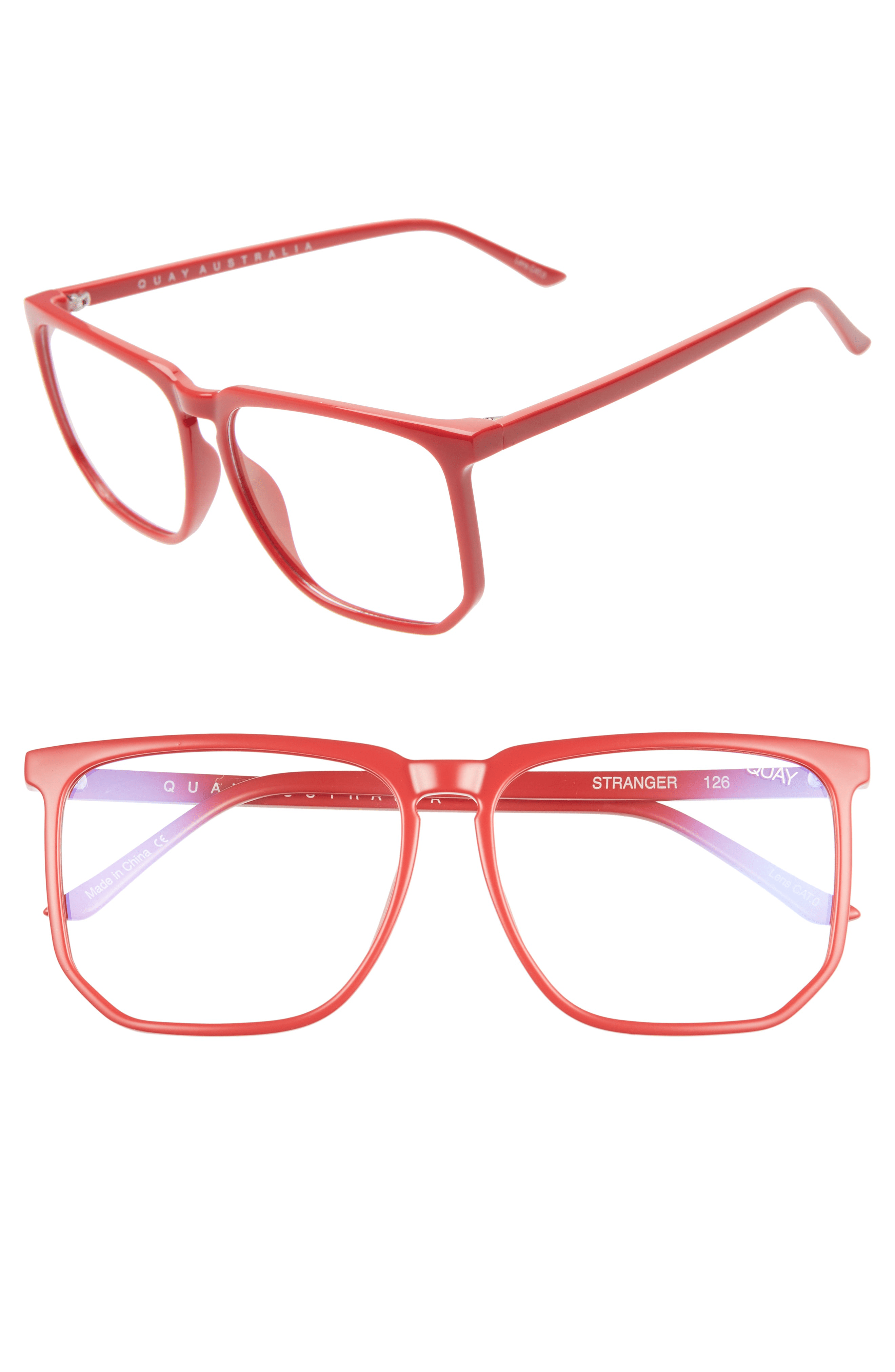 Quay Stranger 52Mm Blue Light Blocking Glasses Red ModeSens