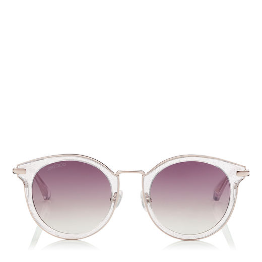 Jimmy Choo Raffy Glitter And Metal Round Framed Sunglasses ModeSens
