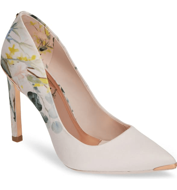 Ted Baker Melnip Floral Print Pump In Elegant Pink Satin ModeSens