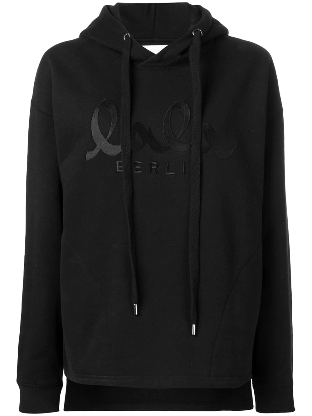 Lala Berlin Logo Embroidered Hooded Sweatshirt Farfetch In Black