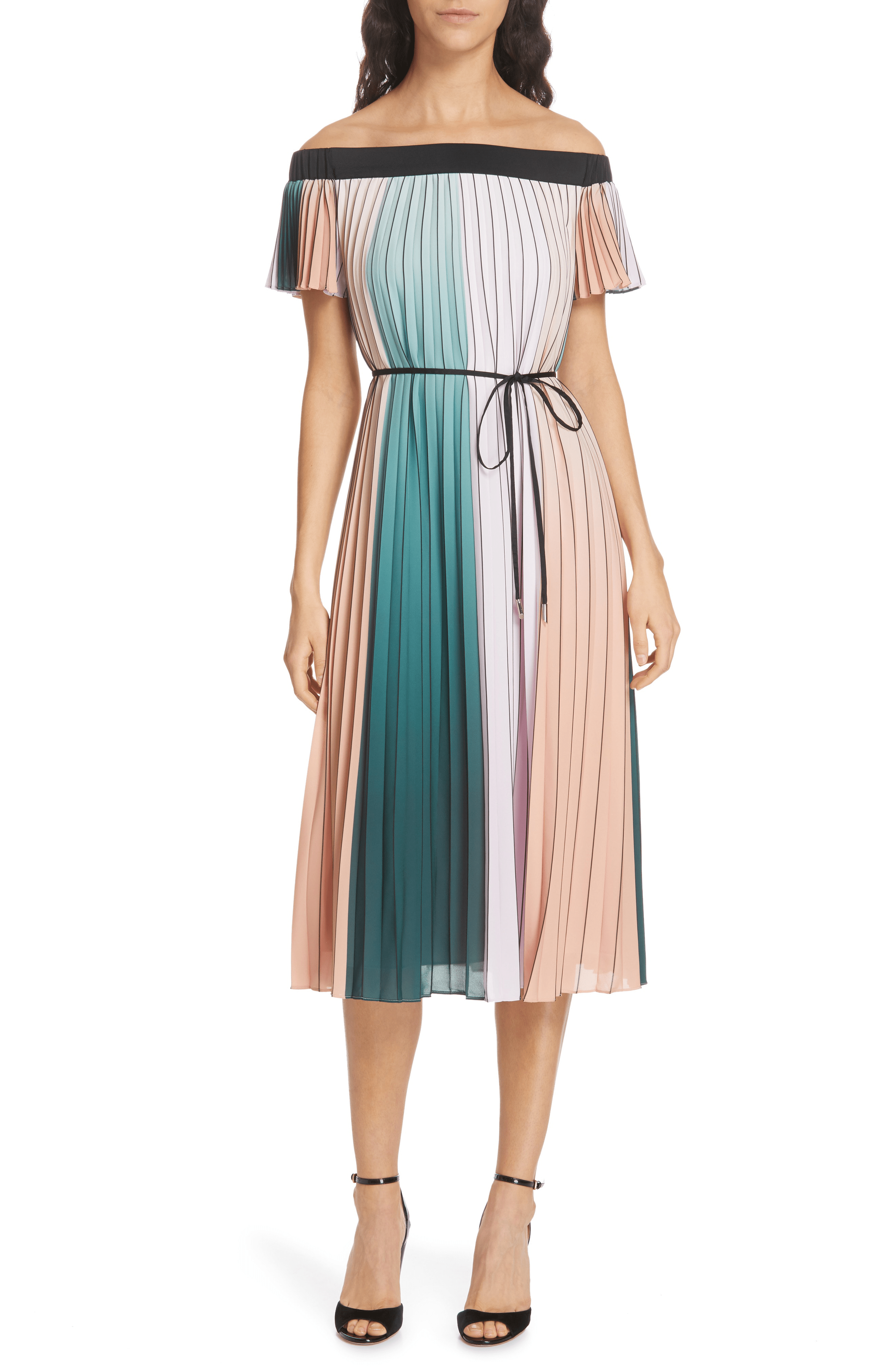 Ted Baker Fernee Pleated Colorblock Dress In Lilac ModeSens