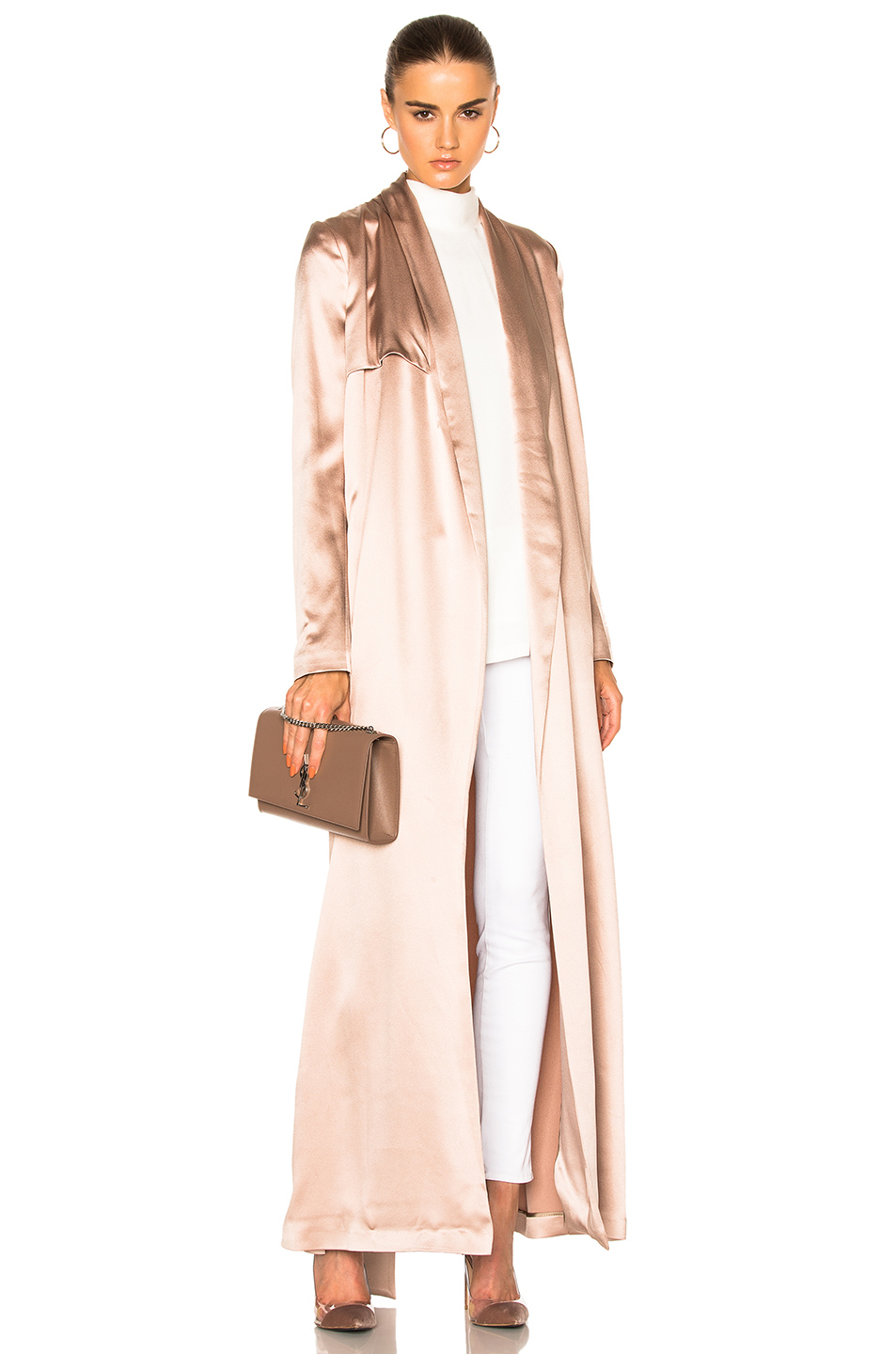 Galvan Silksatin Trench Coat In Blush ModeSens