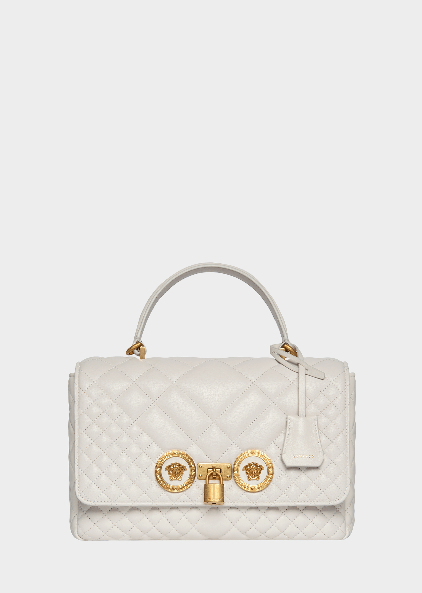 Versace Quilted Icon Dual Carry Bag In White ModeSens