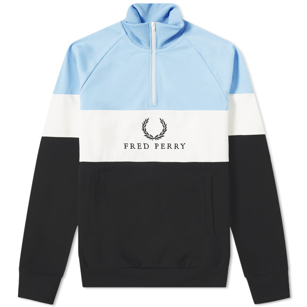 Fred Perry Panel Half Zip Sweat In Blue ModeSens