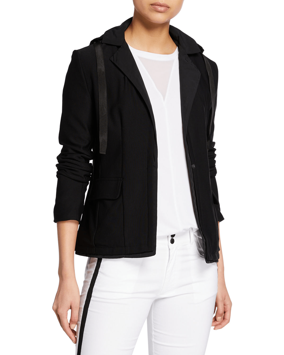 Anatomie Daisy Knit Blazer W/ Removable Hood In Black ModeSens