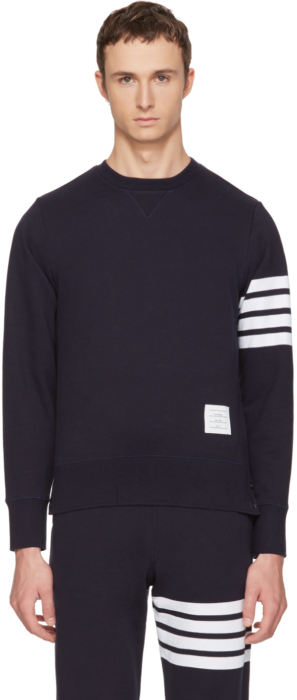 Thom Browne Oversized Striped Loopback Cottonjersey Sweatshirt In Blue