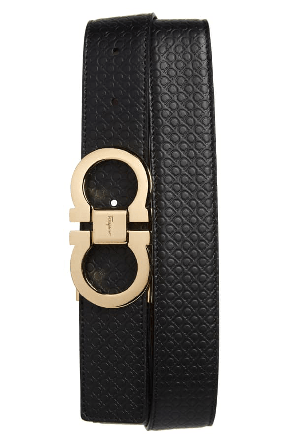 Salvatore Ferragamo Men's Double Gancini Reversible Leather Belt In