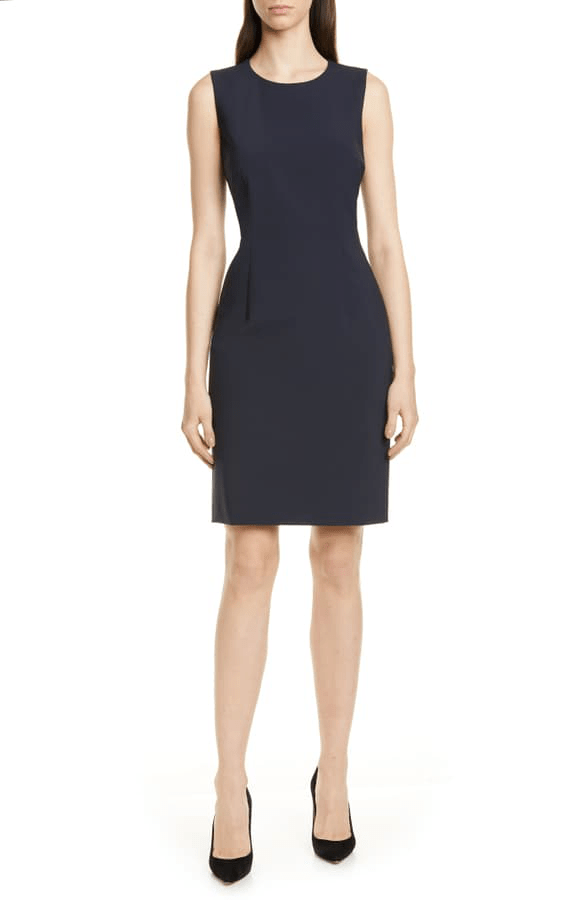 Hugo Boss Dirusa Tropical Stretch Wool Dress In Navy ModeSens