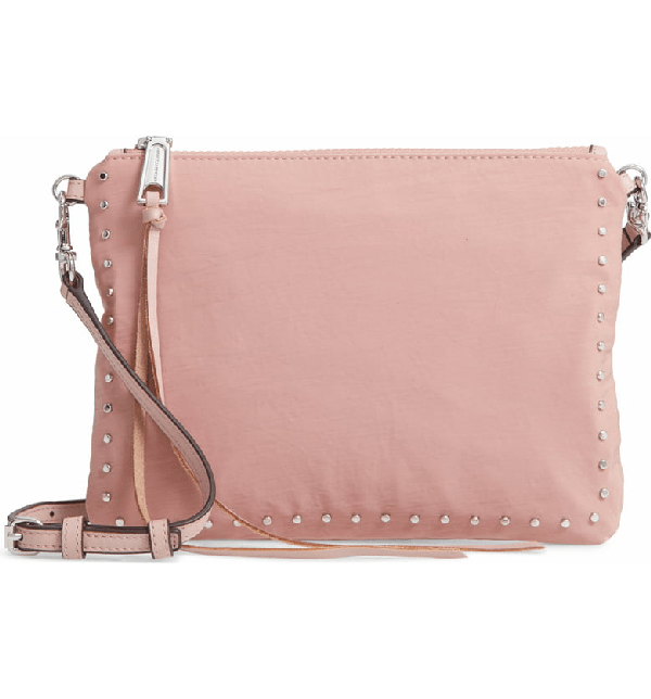 Rebecca Minkoff Jon Studded Nylon Crossbody Bag Pink In Vintage Pink