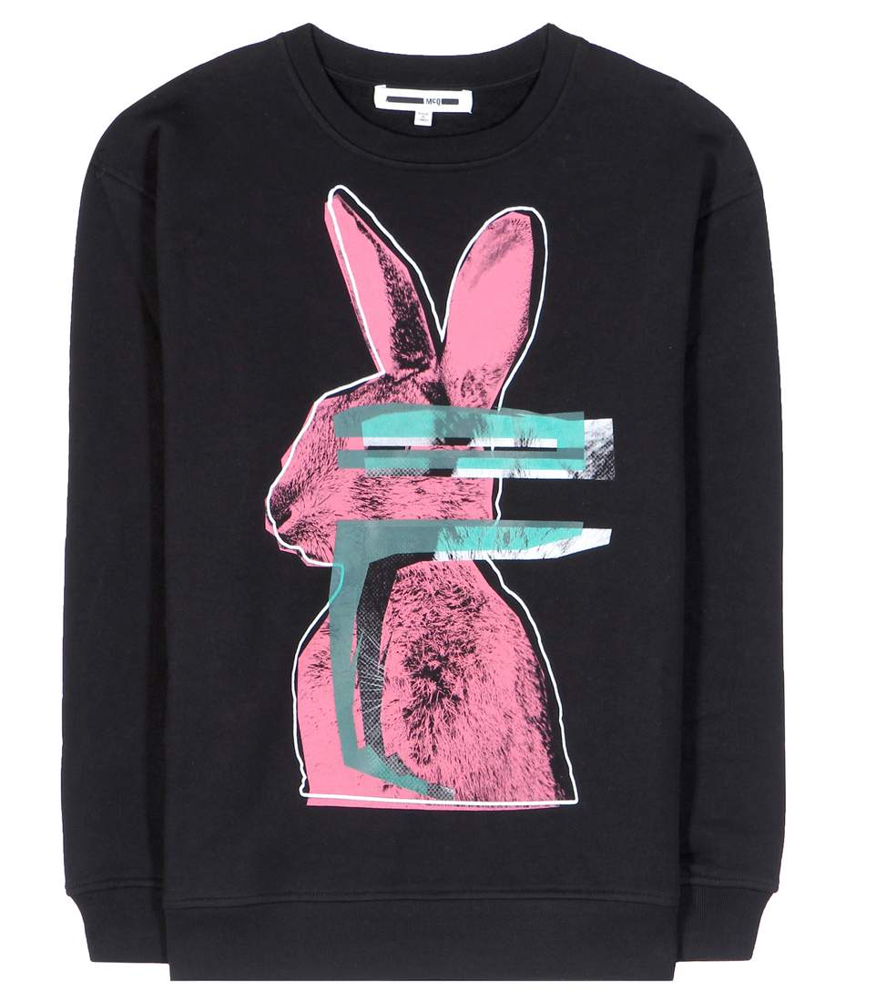 Mcq By Alexander Mcqueen Glitch Bunny Printed Cottonblend Sweatshirt