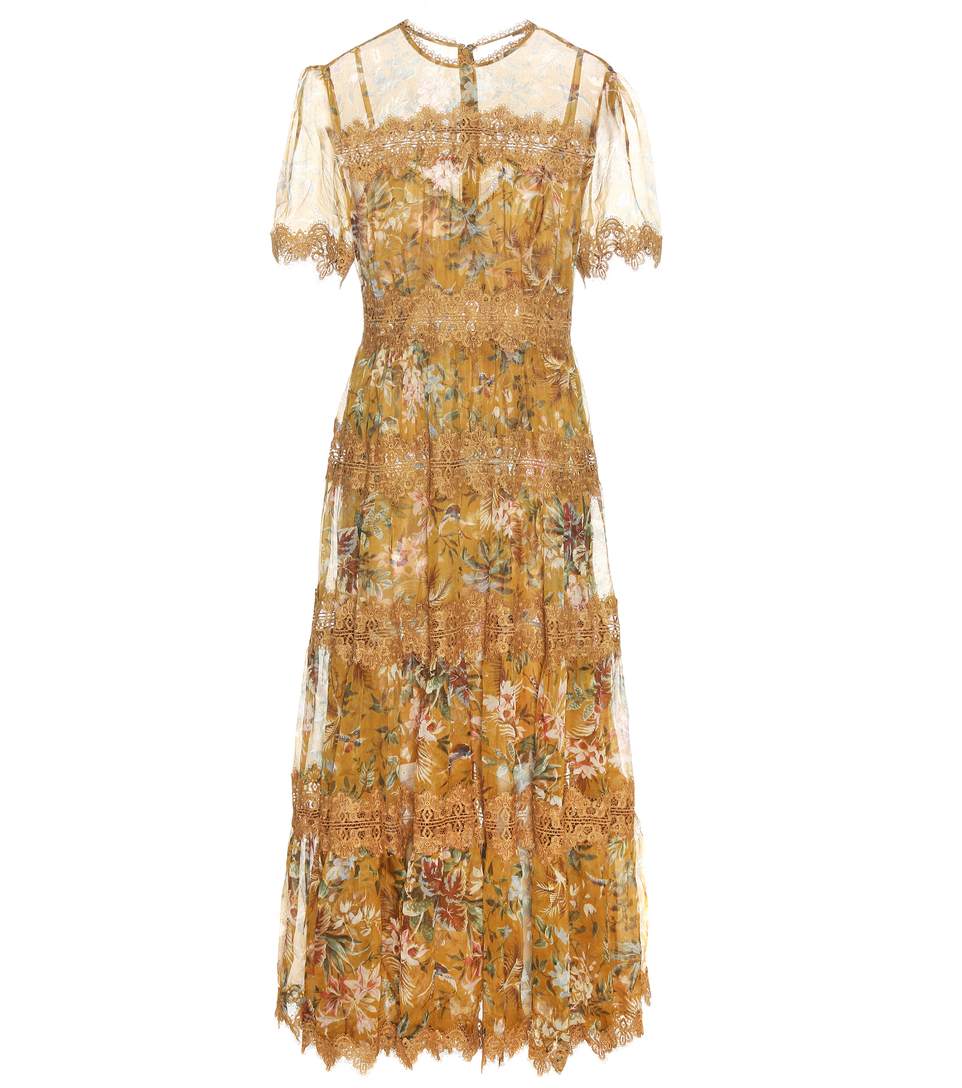Zimmermann Tropicale Crinkle Dress In Mustard Floral ModeSens