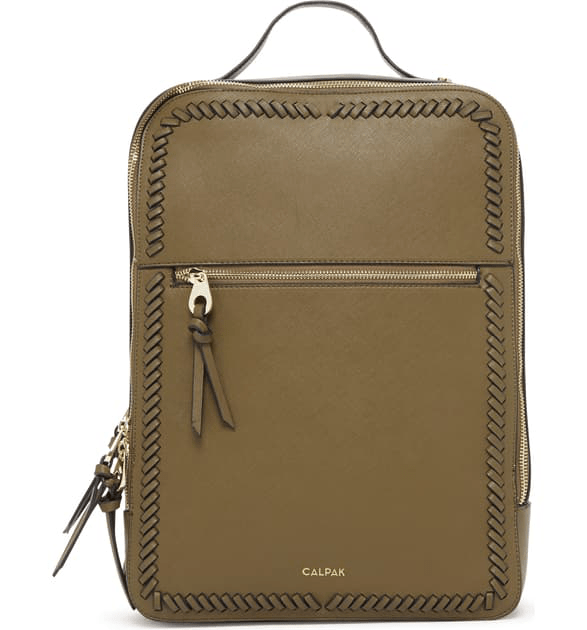 Calpak Kaya Faux Leather Laptop Backpack Green In Olive ModeSens