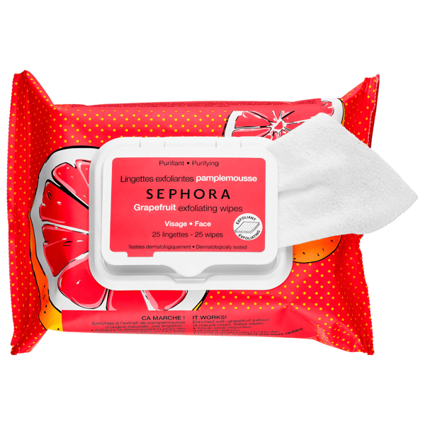 Sephora Collection Cleansing & Exfoliating Wipes Pink Grapefruit 25 Wipes ModeSens