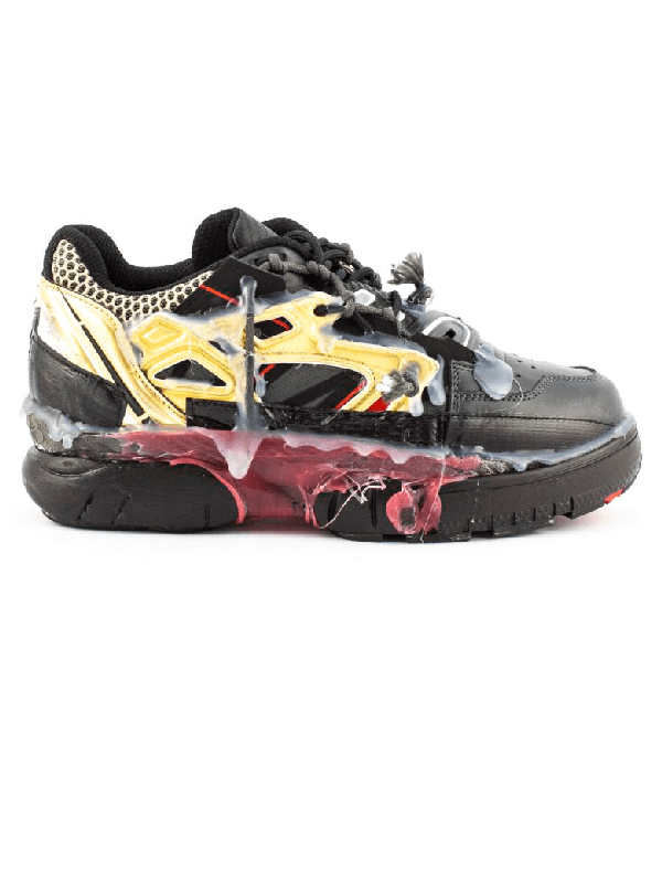 Maison Margiela Fusion Lowtop Sneakers In Black Calfskin In Nero ModeSens