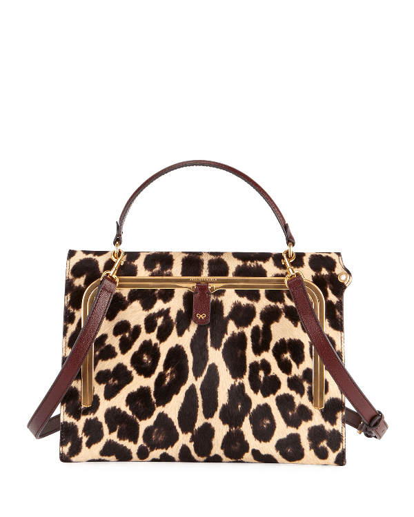 Anya Hindmarch Postbox Leopard TopHandle Bag With PullDown Catch