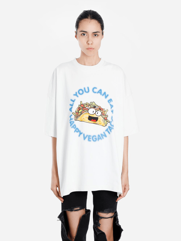 Vetements Happy Taco Graphic Tee In Off White ModeSens