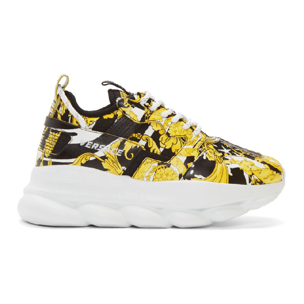 Versace Savage Barocco Chain Reaction 2 Sneakers In Gold/black ModeSens