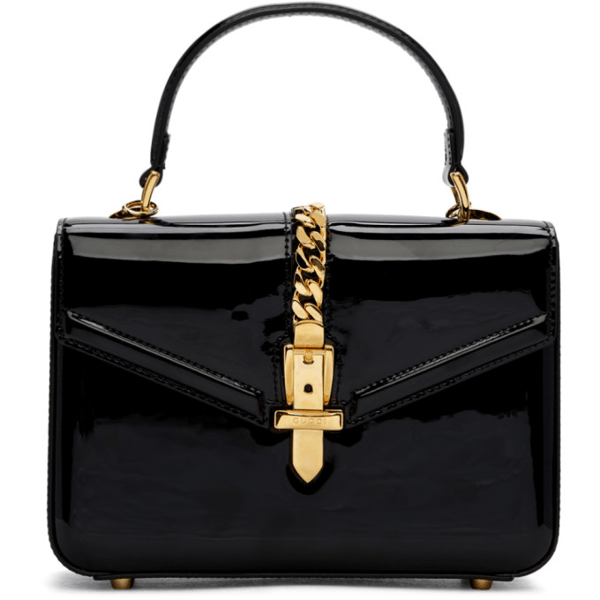 Gucci Sylvie 1969 Patent Leather Mini Top Handle Bag In Black ModeSens