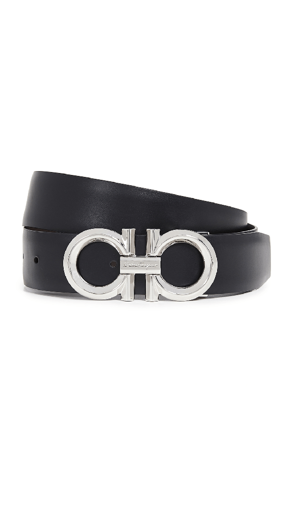 Salvatore Ferragamo Men's Double Gancini Reversible Leather Belt In