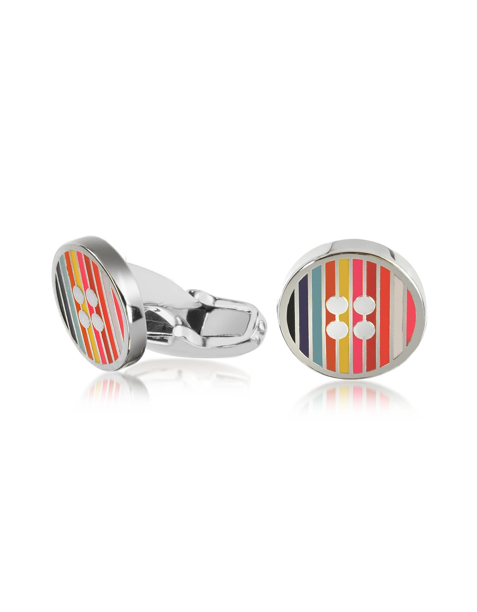 Paul Smith Men's Signature Stripe Button Cufflinks In Silver Multi ModeSens