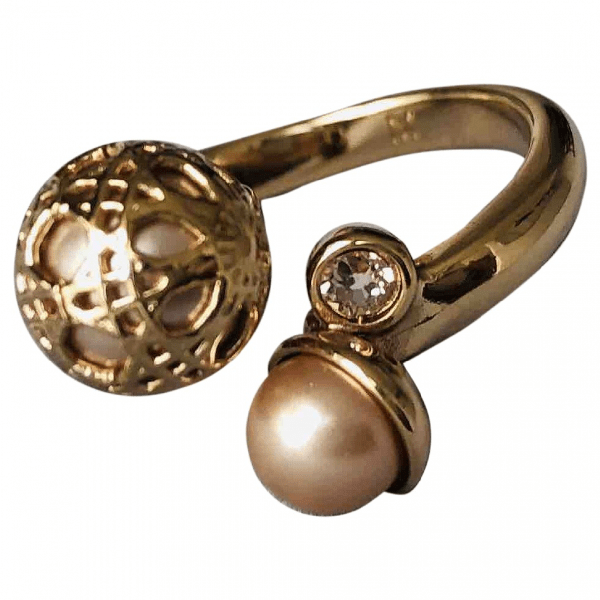 Preowned Dior Gold Pearl Ring ModeSens