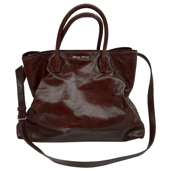Preowned Miu Miu Brown Leather Handbag ModeSens