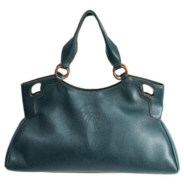 Preowned Cartier Marcello Blue Leather Handbag ModeSens