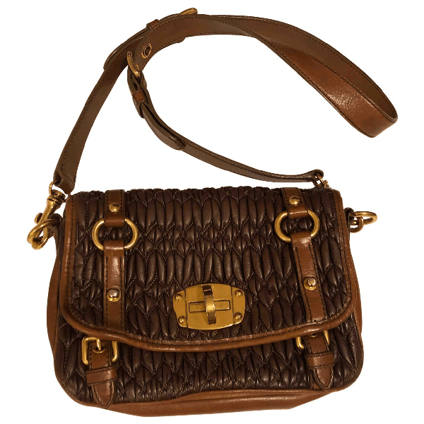 Preowned Miu Miu Brown Leather Handbag ModeSens