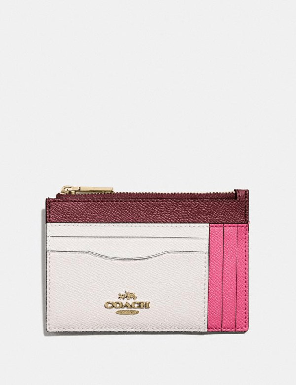 Coach Large Card Case In Colorblock Womens In Gunmetal/dusty Pink Multi ModeSens
