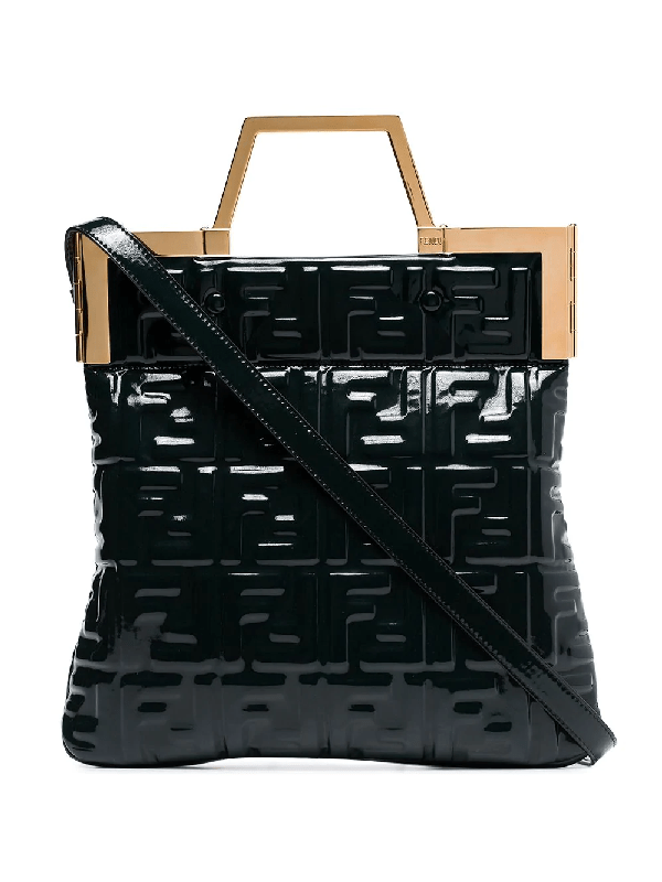 Fendi Ff Embossed Patent Leather Tote Bag In Green ModeSens