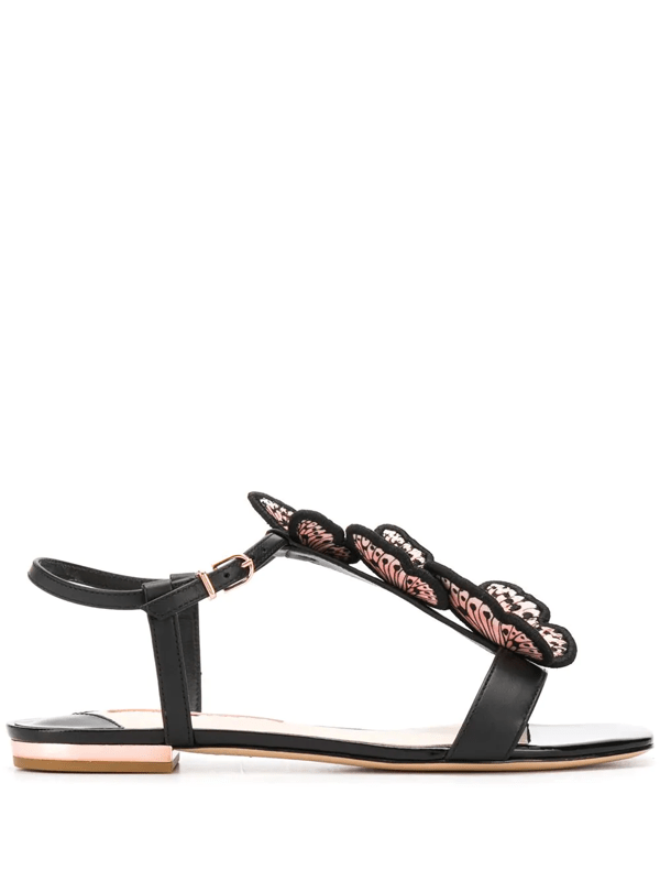 Sophia ster Riva Butterfly Flat Leather Sandals In Black ModeSens