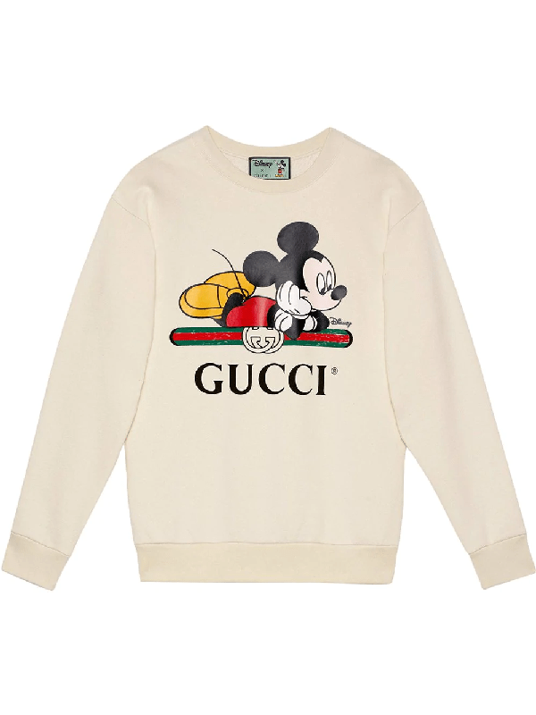 Gucci X Disney Mickey Print Sweatshirt In White ModeSens