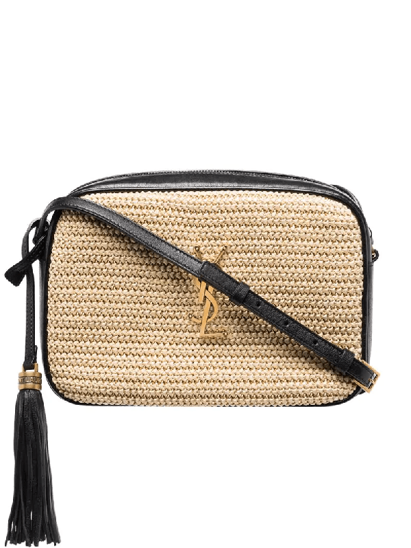 Saint Laurent Lou Leather And Raffia Shoulder Bag In Neutral ModeSens