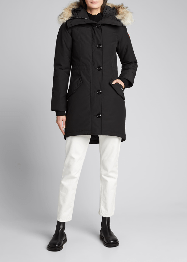 Canada Goose Rossclair Furtrim Hooded Down Parka In Military Green