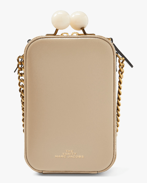 Marc Jacobs The Vanity Shoulder Bag In Beige Leather In Black ModeSens