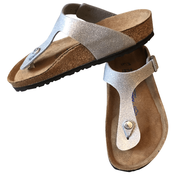 Preowned Birkenstock Silver Glitter Sandals ModeSens