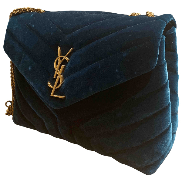 Preowned Saint Laurent Loulou Blue Velvet Handbag ModeSens