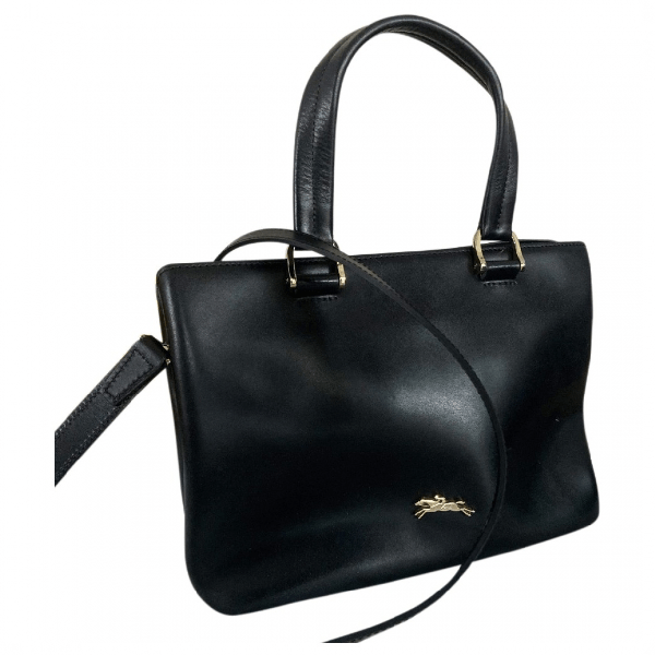 Preowned Longchamp Black Leather Handbag ModeSens