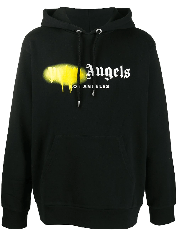 Palm Angels Spray Logoprint Cottonjersey Hoody In Black ModeSens