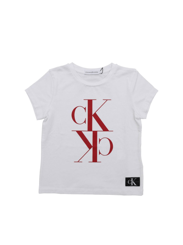 Calvin Klein Jeans Est.1978 Kids' Monogram Cropped Tshirt In White ModeSens