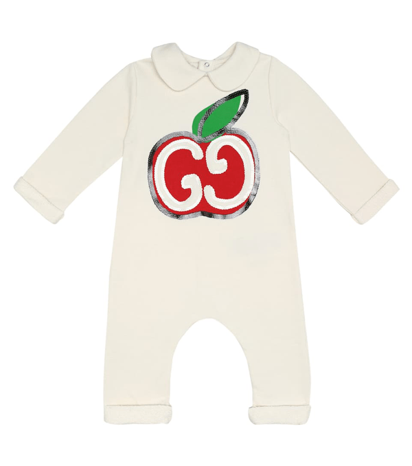 Gucci Baby Gg Apple Cotton Onesie In White ModeSens