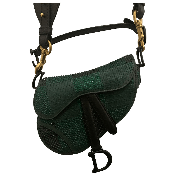 PreOwned Dior Saddle Green Glitter Handbag ModeSens