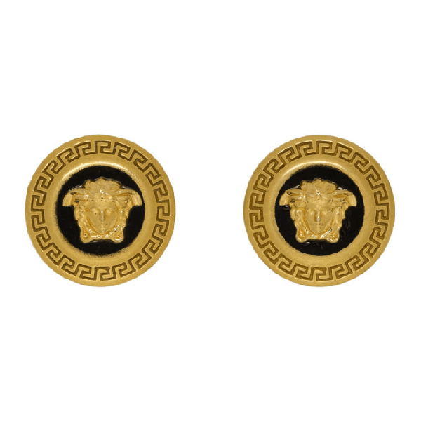 Versace Medusa Earrings In Black Enamel And Golden Brass ModeSens