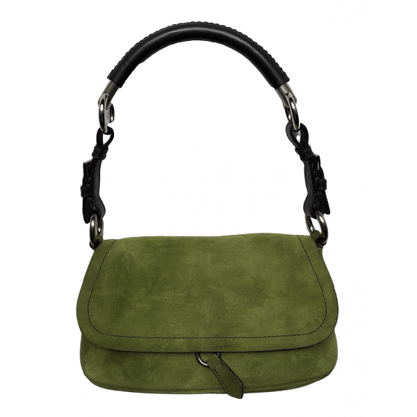 PreOwned Prada Green Suede Handbag ModeSens