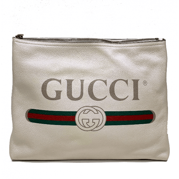 Preowned Gucci White Leather Clutch Bag ModeSens