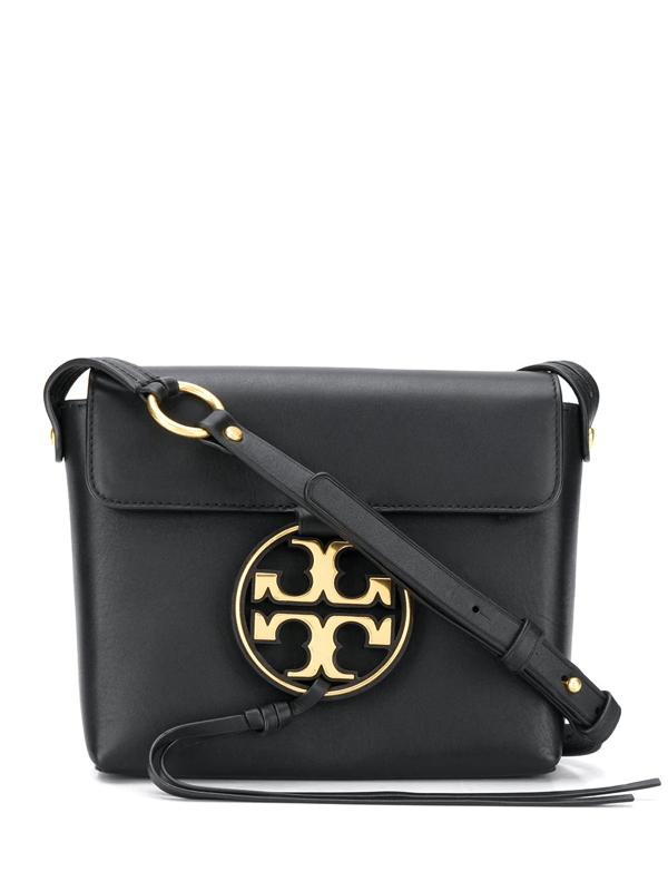 Tory Burch Miller Metal Logo Leather Flap Crossbody Bag In Black ModeSens
